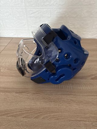 Casco Taekwondo Azul + Protector Facial