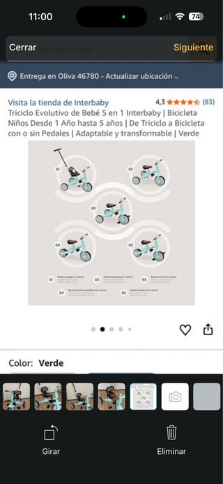 Triciclo evolutivo Interbaby 5 en 1