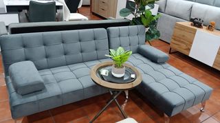 Sofá Cama Chaise Longue Gris 198cm