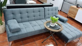 Sofá Cama Chaise Longue Gris 198cm