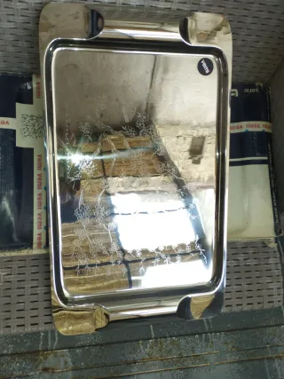 Vintage Vassoio Vemi acciaio inox con incisioni