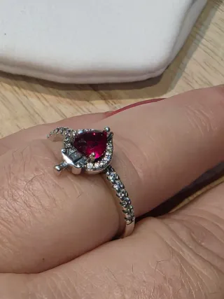 Anillo Pandora Disney Corazón Rojo Plata 925