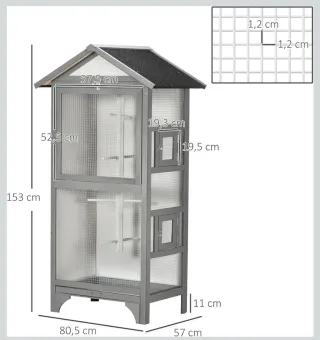 Pajarera Voladera Gris y Blanca