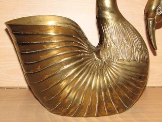 Centro mesa jarrón jardinera cisne dorado años 50