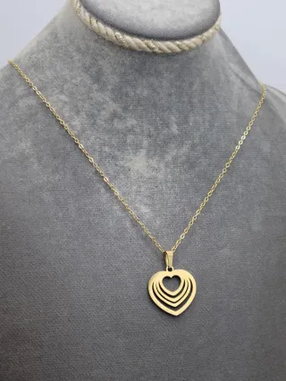 Collar Corazón Acero Quirúrgico Chapado Oro