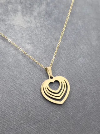 Collar Corazón Acero Quirúrgico Chapado Oro