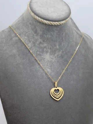Collar Corazón Acero Quirúrgico Chapado Oro