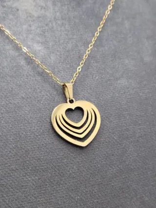 Collar Corazón Acero Quirúrgico Chapado Oro