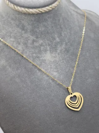 Collar Corazón Acero Quirúrgico Chapado Oro