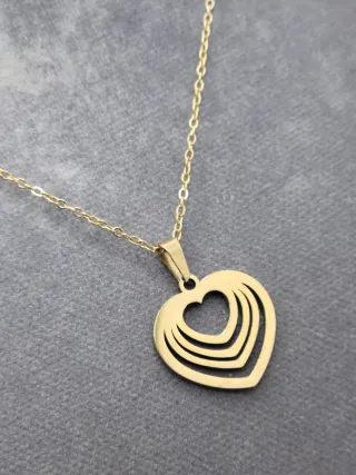 Collar Corazón Acero Quirúrgico Chapado Oro