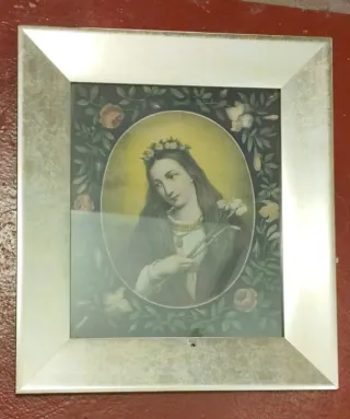 Cuadro religioso Virgen Flores Plata
