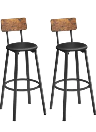 2 Taburetes Altos Madera y Metal