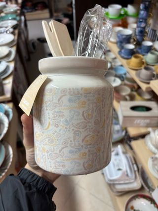 Porta utensili in porcellana decorato