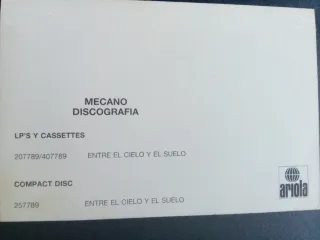 Mecano autógrafo tarjeta promo Lp firmada