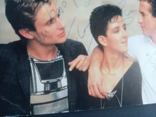 Mecano autógrafo tarjeta promo Lp firmada