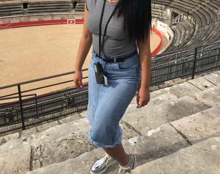 Falda vaquera midi azul