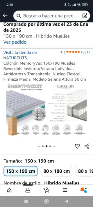 Colchón muelles ensacados