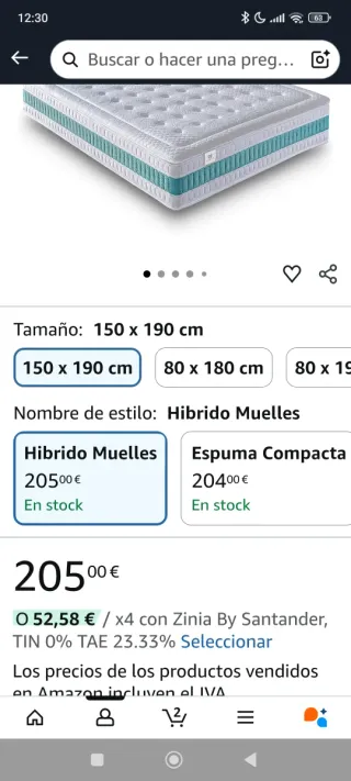 Colchón muelles ensacados