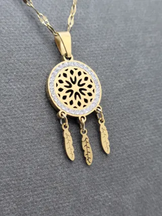 Collar Atrapasueños acero quirúrgico chapado oro