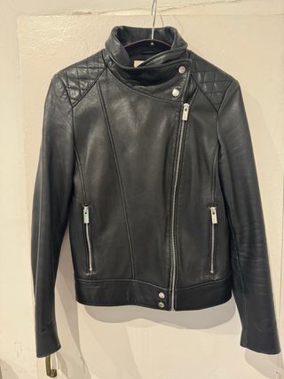 Chaqueta Piel Negra Mango Talla S