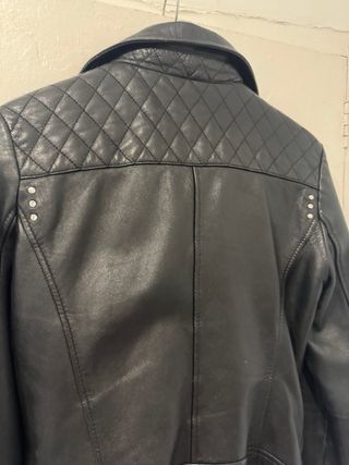 Chaqueta Piel Negra Mango Talla S