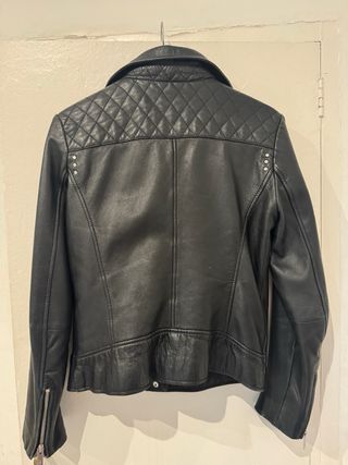 Chaqueta Piel Negra Mango Talla S