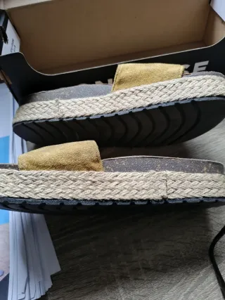 Zapatillas de esparto cuña beige/amarillas