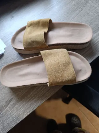 Zapatillas de esparto cuña beige/amarillas