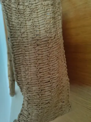 Bolso asas bambú blanco y beige