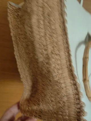 Bolso asas bambú blanco y beige