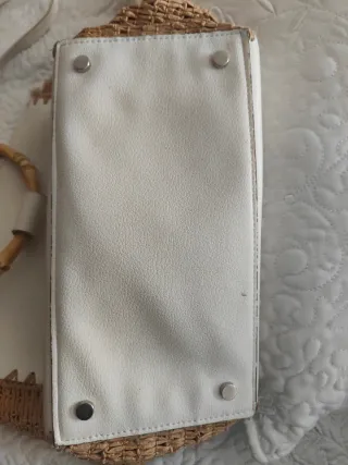 Bolso asas bambú blanco y beige