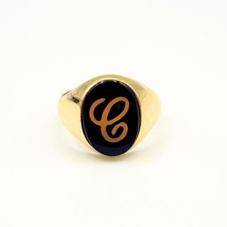Anillo Oro 14K, Sello Letra C, 4.6gr, T-14