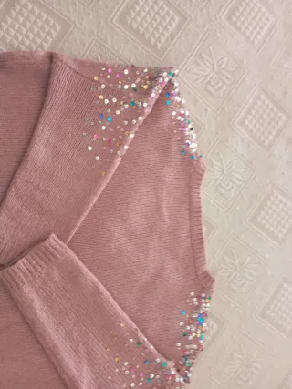 Jersey Tintoretto rosa lentejuelas Talla L