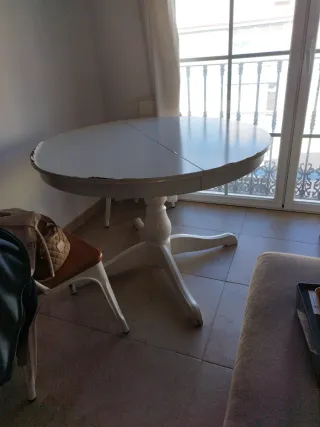 Mesa extensible redonda blanca 110cm-150cm abierta