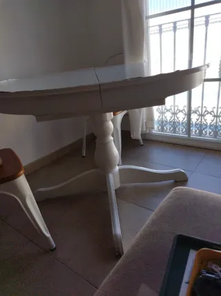 Mesa extensible redonda blanca 110cm-150cm abierta