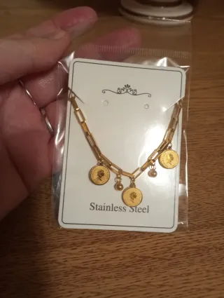 Pulsera Acero Inoxidable Monedas Doradas