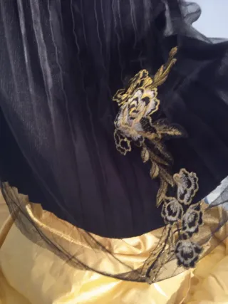 Gonna nera tulle con ricami oro
