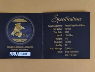 2014 Golden Enigma PANDA 1oz. Arg. Rutenio e Oro