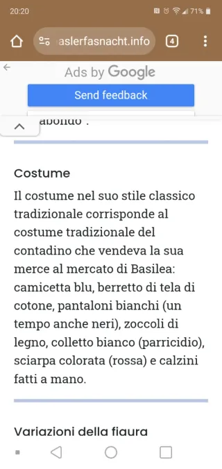 Maschera e costume carnevale i Waggis.