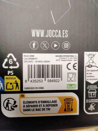 Freidora Aire Jocca Doble Mod:2496