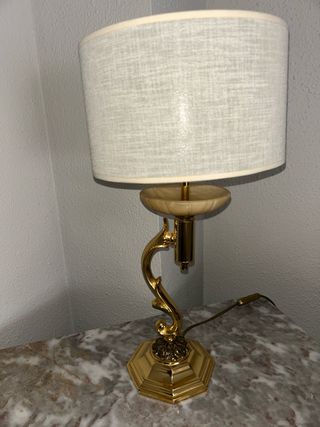 Lámpara bronce 1970 beige/dorado