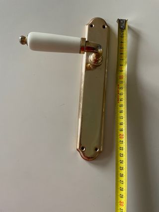 Picaporte Vintage Latón y Cerámica