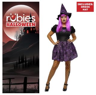 Disfraz Bruja Spiderweb Neón Talla Única