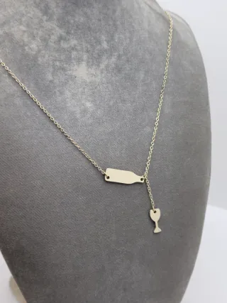 Collar Botella y Copa Vino Acero Quirúrgico