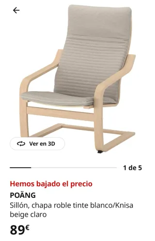 Sillón Ikea madera y tela gris