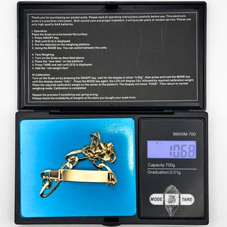 Pulsera Esclava Oro 18K, Figaro, 10.68gr, 21.5cm