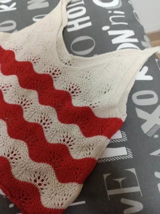 Top tejido ondas rojo y blanco talla única