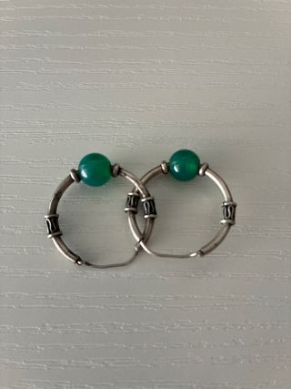 Pendientes Aro Plata con Piedra Verde