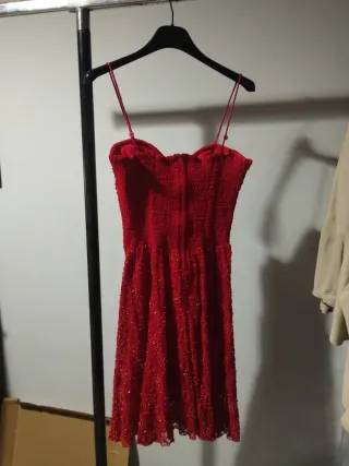 Abito/ sera pizzo e tempestato di pietre e perle.M