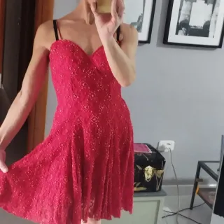 Abito/ sera pizzo e tempestato di pietre e perle.M